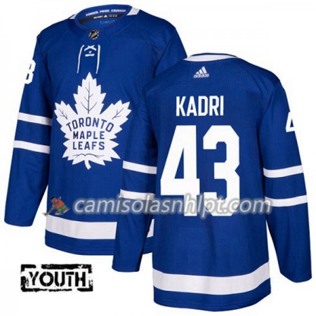 Camisola Toronto Maple Leafs Nazem Kadri 43 Adidas 2017-2018 Azul Authentic - Criança